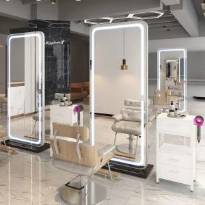 미용실 양면경대 스탠딩 아치형 미용실양면경대 단면 조명