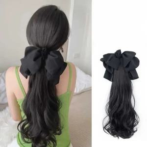 리본 핀 가발 집게 포니테일 웨이브 부분가발