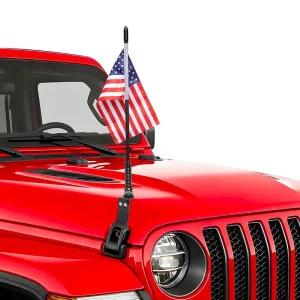 RERPRO Flag with Pole and Mount Holder Compatible with 2018-2025 Jeep Wrangler JL 4XE Gladiator JT A