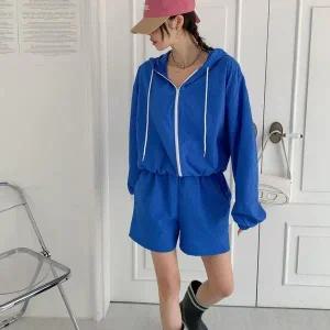 [하프클럽/]여자 장마룩 바람막이 우비 후드집업 숏팬츠 흠뻑쇼 세트