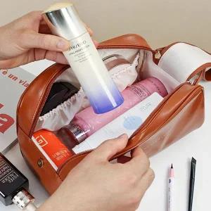 [하프클럽/]와이드 더블 지퍼 화장품 파우치 여행용 휴대용 수납