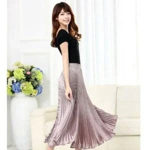 [하프클럽/]메탈 플리츠 스커트