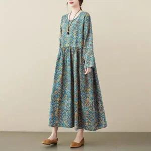 [하프클럽/]은창]에스닉 마블 면 루즈핏 롱 원피스 여름 치마 빅사이즈 롱원