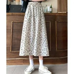 [하프클럽/]플라워패턴 허리밴딩 롱치마 ST312