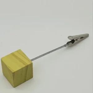 우드메모집게 원목큐브 쇼클립 메모홀더 사진꽂이 깔끔한메모꽂이 종이꽂이 골드메탈