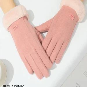 여성장갑 겨울 스웨이드 기모 털장갑 1P 터치 방한 글러브