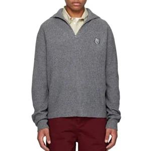 [메종키츠네]메종 키츠네 FOX 폭스 헤드 패치 하프 집업 하이넥 스웨터 그레이 LM00807KT1093 H131