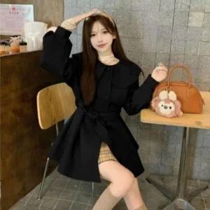 [다잇템] 여성 면원단 둥근카라 쁘띠 트렌치 귀여운 자켓_23562751_588872