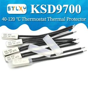 호환  KSD9700 250V 5A 40  105 학위 바이메탈 디스크 온도 스위치 닫힘 온도 조절기 열 보호기