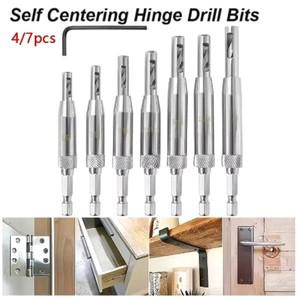 4/7pcs Woodworking Hole Opener For Door And Window Hinge Positioning Hexagonal Drill Bit Tool Set