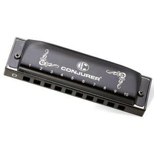 초보자를 위한 컨저 블루스 하모니카 10홀 디아토닉 하모니카 인 D 키 형광체 브론즈 리드 마우스 오르간 메탈 블루스 하프 케이스, 키 오브 D 매트 블랙