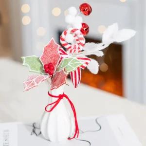 크리스마스 장식 화병 노벌티 리본벨가지 set 24cm (DIY) 소품 테이블 탁상용 오브제 행사 촬영 꾸미기