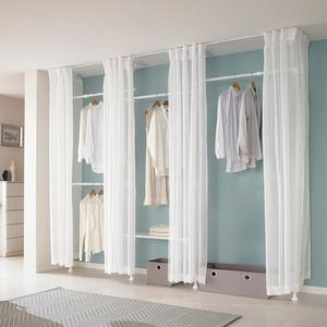 [오늘출발] 5단 선반 커튼 행거 EO-S415M 드레스룸 원목 옷걸이 커튼 시스템 행거 2colors