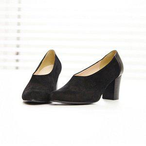 [지젤슈즈]통굽 블랙 스웨이드 힐/[3401]