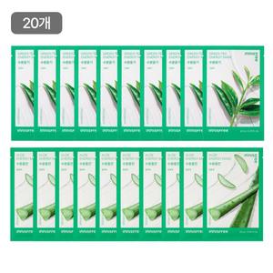이니스프리 그린티 에너지 마스크 22mL 10매 + 알로에 에너지 마스크 22mL 10매 (총 20매)