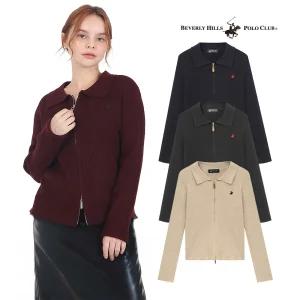 [비버리힐스폴로클럽]여성 레더 슬라이더 케이블 투웨이 집업 TK025