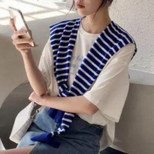 여자 스트라이프 숄머플러 케이프 사무실 니트 1P (492st)