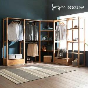 장인가구 세이 원목 드레스룸 3400 옷장 1단서랍 선반 코너형