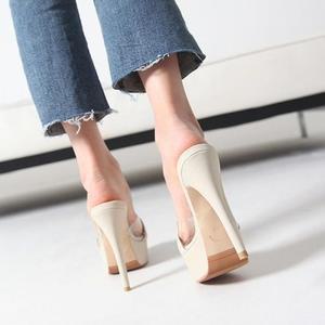 [오노마] ONM 국산 투명 스트랩 가보시 뮬 슬리퍼힐 킬힐