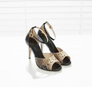 [지젤슈즈] 천연소가죽 리얼 뱀피 토오픈슈즈/[0130-1]