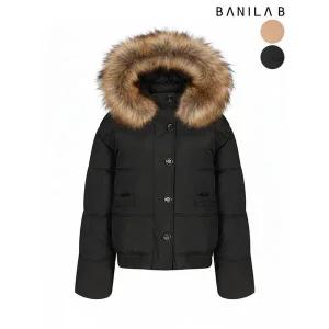 [하프클럽/바닐라비]여성 후드 털 단추 패딩