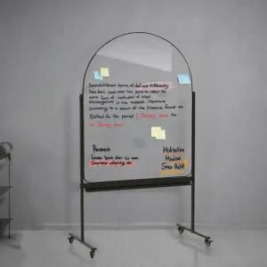 아치형 이동식 투명유리칠판 900x1200mm 블랙색상