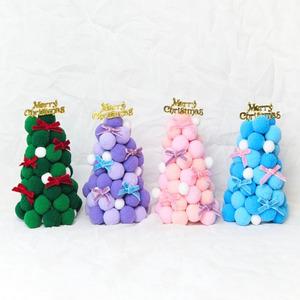 벨벳리본 뿅뿅이 트리 만들기 DIY키트 미니 트리 겨울 크리스마스 산타 뽕뽕이 폼폼이 털실방울 인테리어소