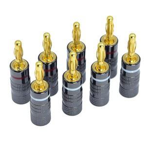 스피커 와이어용 4mm 오디오 플러그 잭 바나나 24K 금도금 어댑터 케이블 커넥터 클립 8팩
