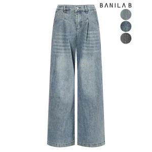 [하프클럽/바닐라비]여성 밴딩 핀턱 워싱 데님팬츠