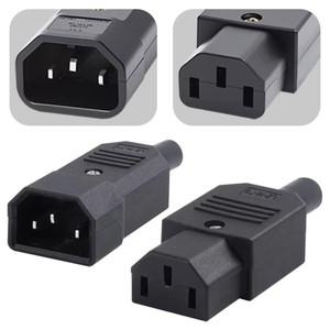 IEC C13 C14 스트레이트 케이블 플러그 커넥터 10A 250V 재배선 가능 전원 3핀 AC 소켓 검정색 암 및 수