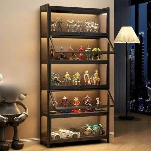피규어 진열장 아크릴 5단 투명 LED 거실 케이스 디스플레이