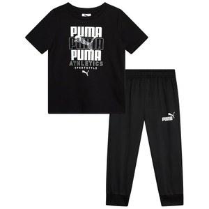 PUMA 용 소년 조거 세트 - 남학생용 반팔 셔츠 2벌과 액티브 플리스 (18M-5T)