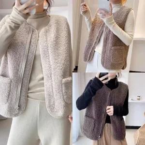 [샵앤] 여성 라운드 뽀글이 집업조끼 WDMS-WVS-TS14577027