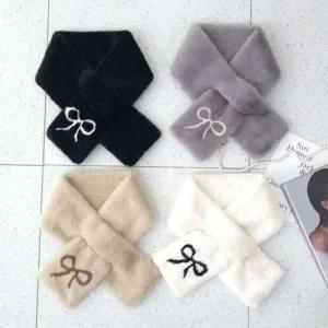 [애슬릿] 퍼 머플러 여성 미니 쁘띠 짧은 타이 페이크 털 겨울 목도리