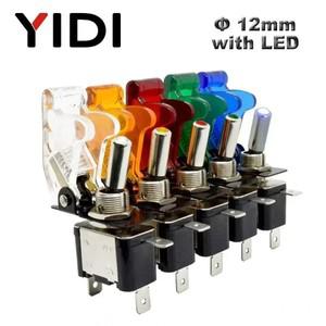 자동 보트 트럭 12V LED 토글 스위치 빛 조명 3핀 ON Off 20A 안전 항공기 플립 업 커버 가드 빨간색 녹색