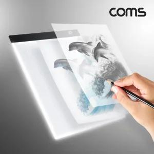 Coms USB LED 라이트 박스 A4규격 휴대용 소형 3단 밝기조절 원터치 패드사각라이트 애니 메이션 만화 램프