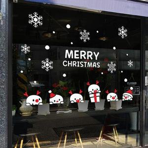 [RG56M6T4]쪼꼬미 빼꼼 눈사람 유리장식스티커 크리스마스