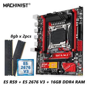 MACHINIST RS9 X99 마더보드 콤보 LGA 2011-3 세트, Xeon E5 2676 V3 CPU + DDR4 16GB RAM 메모리 키트, NV