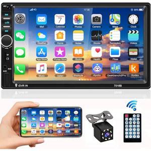 [미국배송] 카메초 카 라디오 더블 딘 지원 링크 터치스크린 LCD 후방 미러 MP3 + 뷰 리모컨 7인치 카메라 유닛, 헤드 포함 /DVR /USB /FM /SD /MIC 인대시 블루투스 및 스테레오