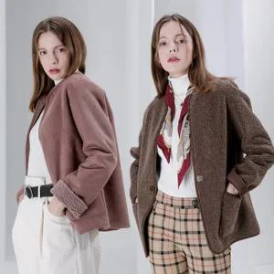 [앙스블랑] 원버튼 리버시블 천연 양털 무스탕 자켓 905