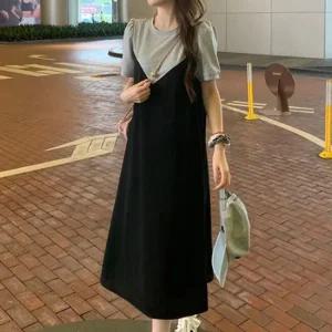 패션 뷔스티에 반팔 롱 원피스 DHHE93 호캉스 여성 나시 S 플 나시 v넥 원피스 캐주얼 XL 홀터넥 맥시원피