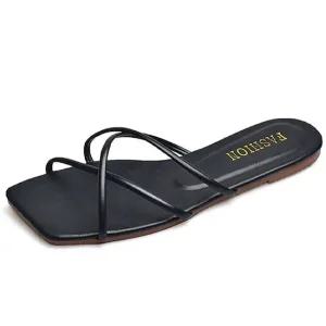 인기상품 여성 여름 스퀘어 쪼리 크로스 슬리퍼 슈즈 [WFJFUUW_251107]