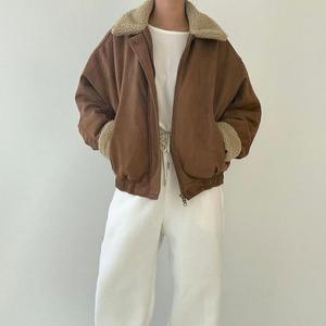 [M7] 여자 세무 카라 양털 블루종 무스탕 FW 자켓