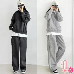 [세트룩의정석]양털 후드 카펜터 와이드 세트 ~2XL 기모 트레이닝 오버핏 후드티셔츠 스트링팬츠 겨울츄리닝 데일리 남녀공용