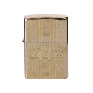 지포 ZP29677 클래식 하이폴리쉬 패턴 로고 스탬프 골드 라이터 타임메카