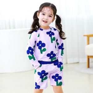 BAY-B 유아 아동 여아 라비앙 래쉬가드+수영모 세트