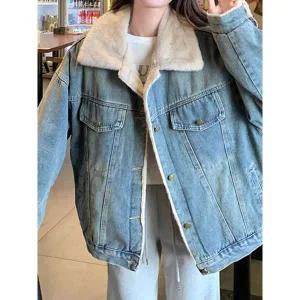 [디에이치(하프클럽)]느엘드 데님 양털 자켓_P410126605