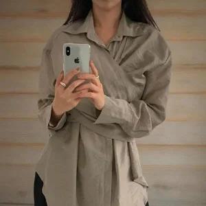 [신상오픈런]|KSH41B2|여성 하객 패션 루즈핏 레이어드 리본 블라우스 셔츠