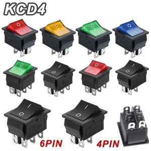 5/20Pcs KCD4 4/6Pin 스냅인 스위치 ON/OFF 로커 Led 라이트 토글 25x31mm 16A 250V AC