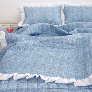 [바숨]믹스 시어서커 프릴 여름이불+침대패드+베개커버세트 슈퍼싱글(S/SS)